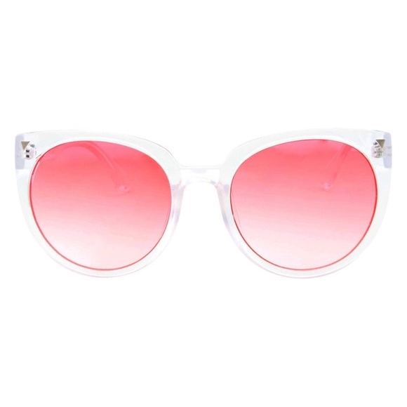 grinderpunch Accessories - GrinderPUNCH Oversized Clear Cat Eye Pink Ombre Color Lens Fashion Sunglasses